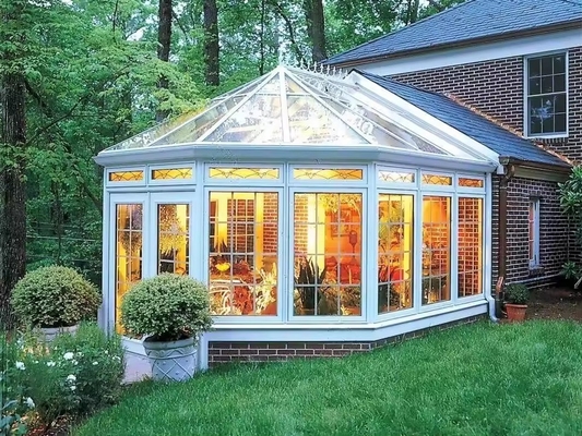 Εμπορικό Sunroom Αλουμινίου κράμα υλικό πλαίσιο Εύκολη συναρμολόγηση Curved Lowes μοναδικό γυαλί