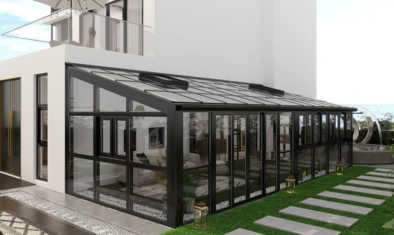 Εμπορικό Sunroom Αλουμινίου κράμα υλικό πλαίσιο Εύκολη συναρμολόγηση Curved Lowes μοναδικό γυαλί